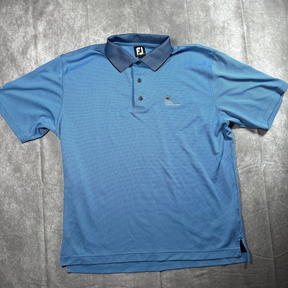FootJoy ProDry Mens XL Blue Check Golf Polo Crow Canyon Country Club Shirt